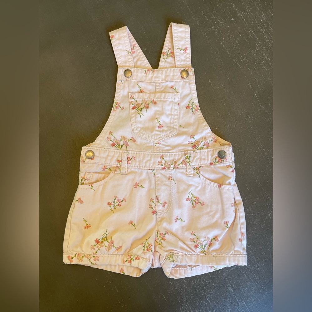 The Children's Place Light Pink Floral Short Overalls